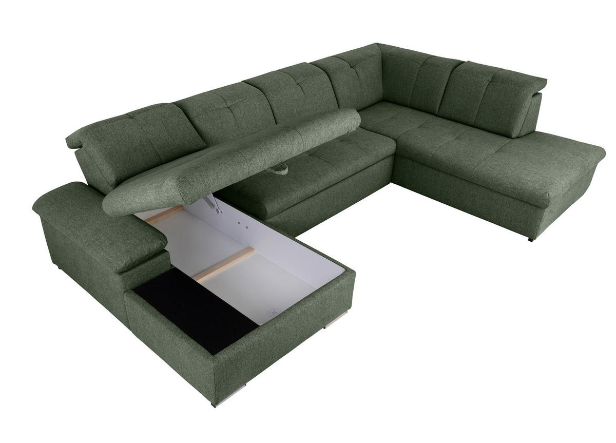 WOHNLANDSCHAFT Grün  - Grau/Grün, Design, Textil/Metall (173/328/215cm) - MID.YOU