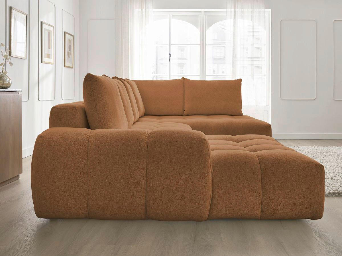 ECKSCHLAFSOFA EVEREST  mit Rücken echt, Armteil links, Armteil rechts Flachgewebe Orange  - Schwarz/Orange, MODERN, Kunststoff/Textil (198/423/212cm)