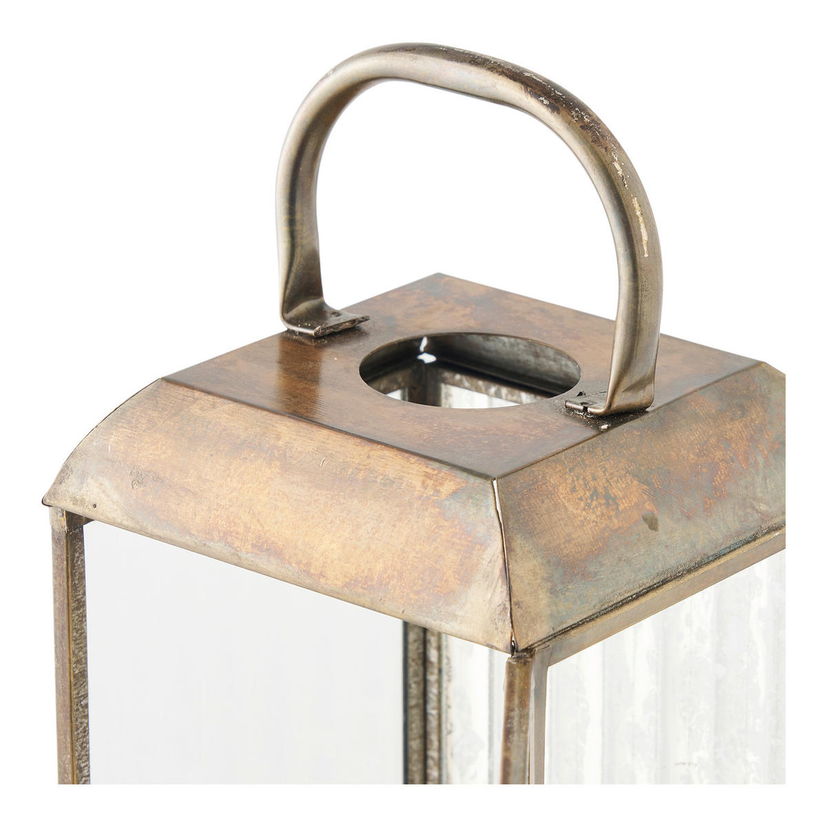 LATERNE - Transparent/Messingfarben, Basics, Glas/Metall (12/49/12cm)