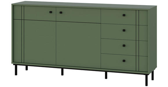 SIDEBOARD in 160,2/81,8/37 cm - Schwarz/Grün, MODERN, Holzwerkstoff/Kunststoff (160,2/81,8/37cm) - Carryhome