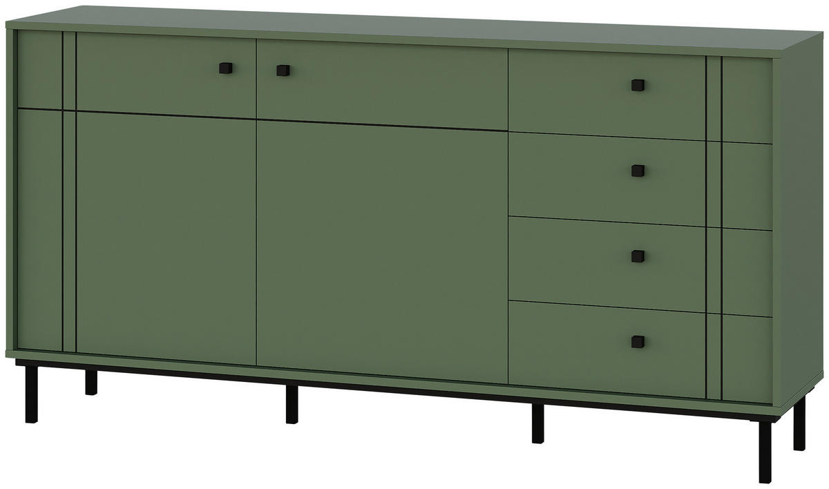 SIDEBOARD 160,2/81,8/37 cm  in Grün  - Schwarz/Grün, Modern, Holzwerkstoff/Kunststoff (160,2/81,8/37cm) - Carryhome