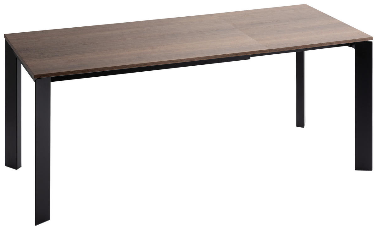ESSTISCH in Metall, Holzwerkstoff 120-180/80/75 cm  - Eichefarben/Schwarz, Design, Holzwerkstoff/Metall (120-180/80/75cm) - Novel