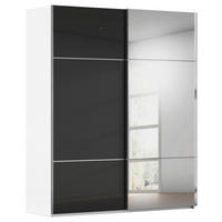 SCHWEBETÜRENSCHRANK 201/223/68 cm,  in Schwarz, Weiß, 2 Tür(en)  - Chromfarben/Schwarz, KONVENTIONELL, Glas/Holzwerkstoff (201/223/68cm) - Novel