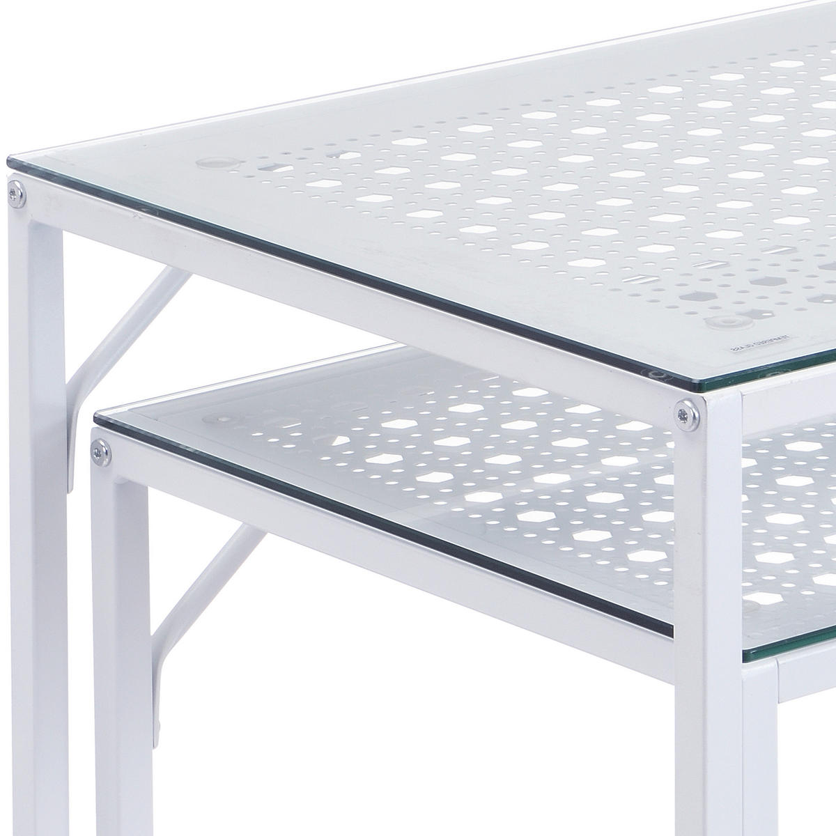 BEISTELLTISCHSET in Glas 100/40/77 cm  - Weiß, Design, Glas/Metall (100/40/77cm) - MID.YOU
