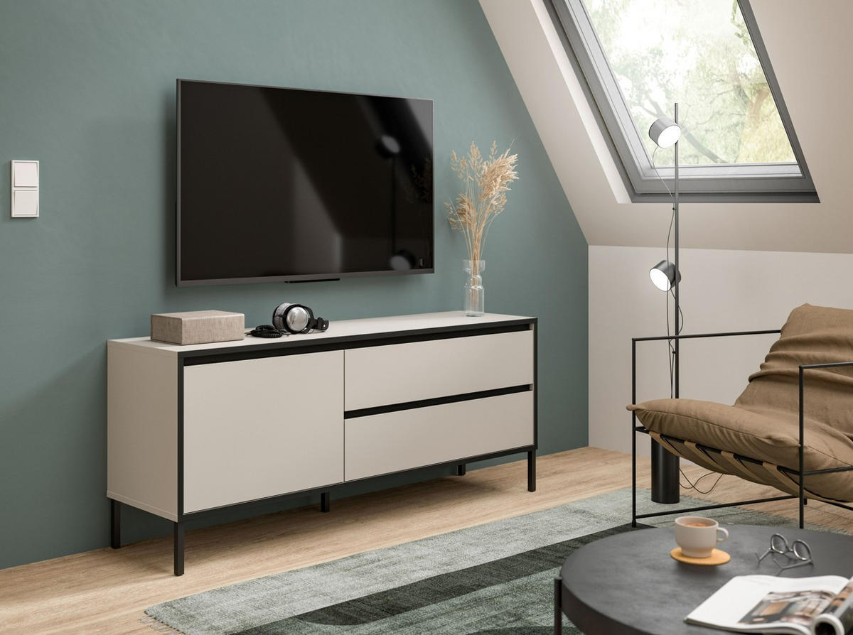 TV-BÄNK , 150/62/38 cm, 2 låda(or)  - svart/kashmir, Design, metall/trämaterial (150/62/38cm) - Livetastic