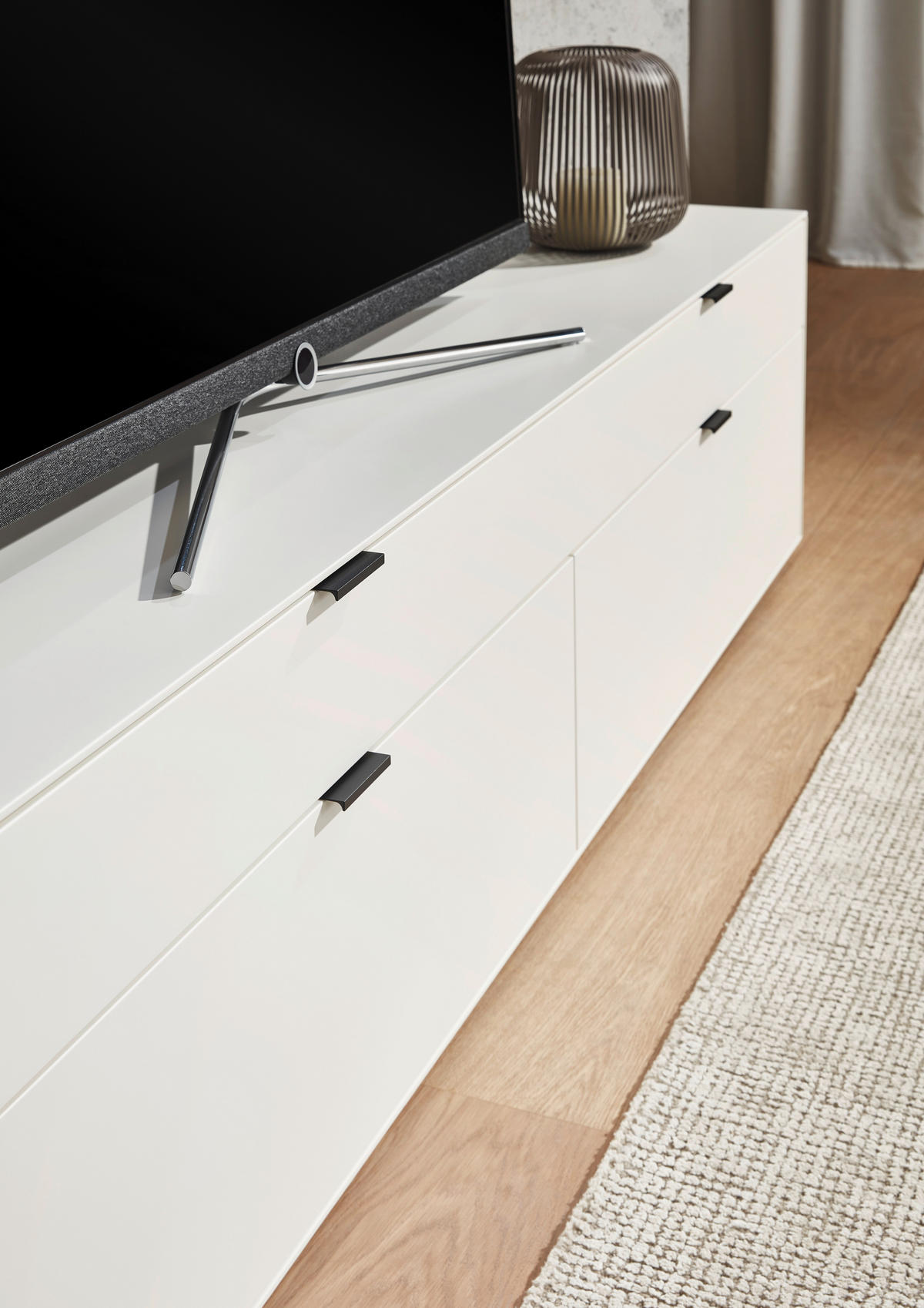 WOHNWAND 3-teilig  in Weiss, Wildeiche 326,5/205,5/45,2 cm  - Wildeiche/Weiss, Design, Glas/Holz (326,5/205,5/45,2cm) - Dieter Knoll