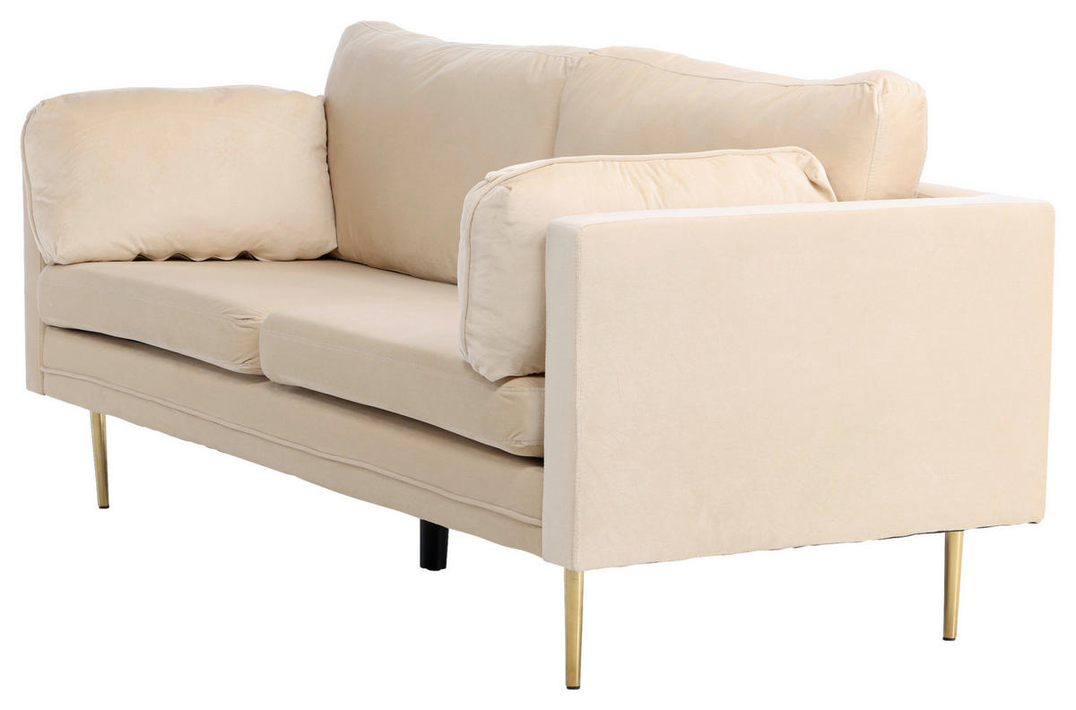 2-SITS SOFFA i metall, textil guldfärgad, beige  - beige/guldfärgad, Design, metall/textil (203/84/90cm) - Livetastic