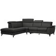 ECKSOFA in Echtleder Anthrazit  - Anthrazit/Schwarz, Design, Leder/Metall (239/289cm) - Cantus