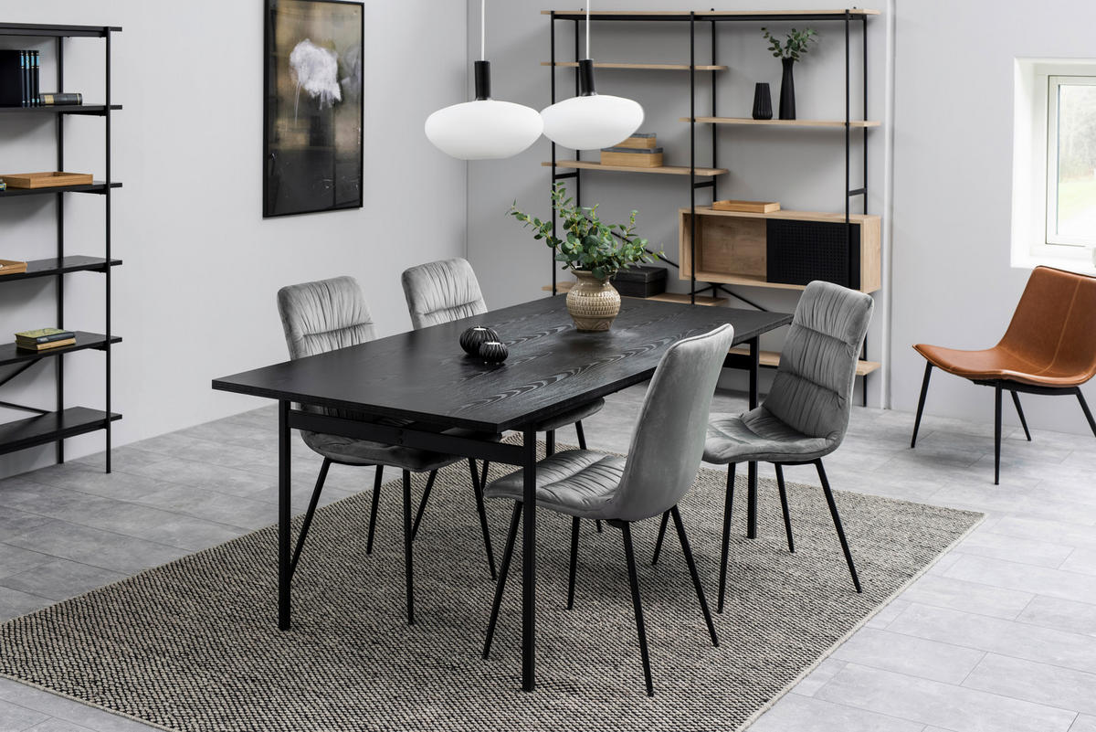 ESSTISCH in Metall, Holzwerkstoff   - Schwarz, KONVENTIONELL, Holzwerkstoff/Metall (200/74/90cm) - Lomoco