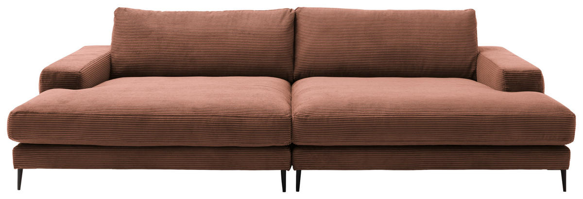 BIGSOFA in Cord Rostfarben  - Rostfarben/Schwarz, Design, Textil/Metall (296/83/177cm) - Dieter Knoll