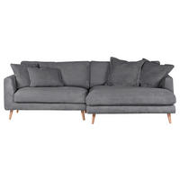 ECKSOFA in Cord Anthrazit  270/140 cm  - Anthrazit/Naturfarben, ROMANTIK / LANDHAUS, Holz/Textil (270/140cm) - Landscape