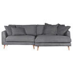 ECKSOFA in Cord Anthrazit  270/140 cm  - Anthrazit/Naturfarben, ROMANTIK / LANDHAUS, Holz/Textil (270/140cm) - Landscape