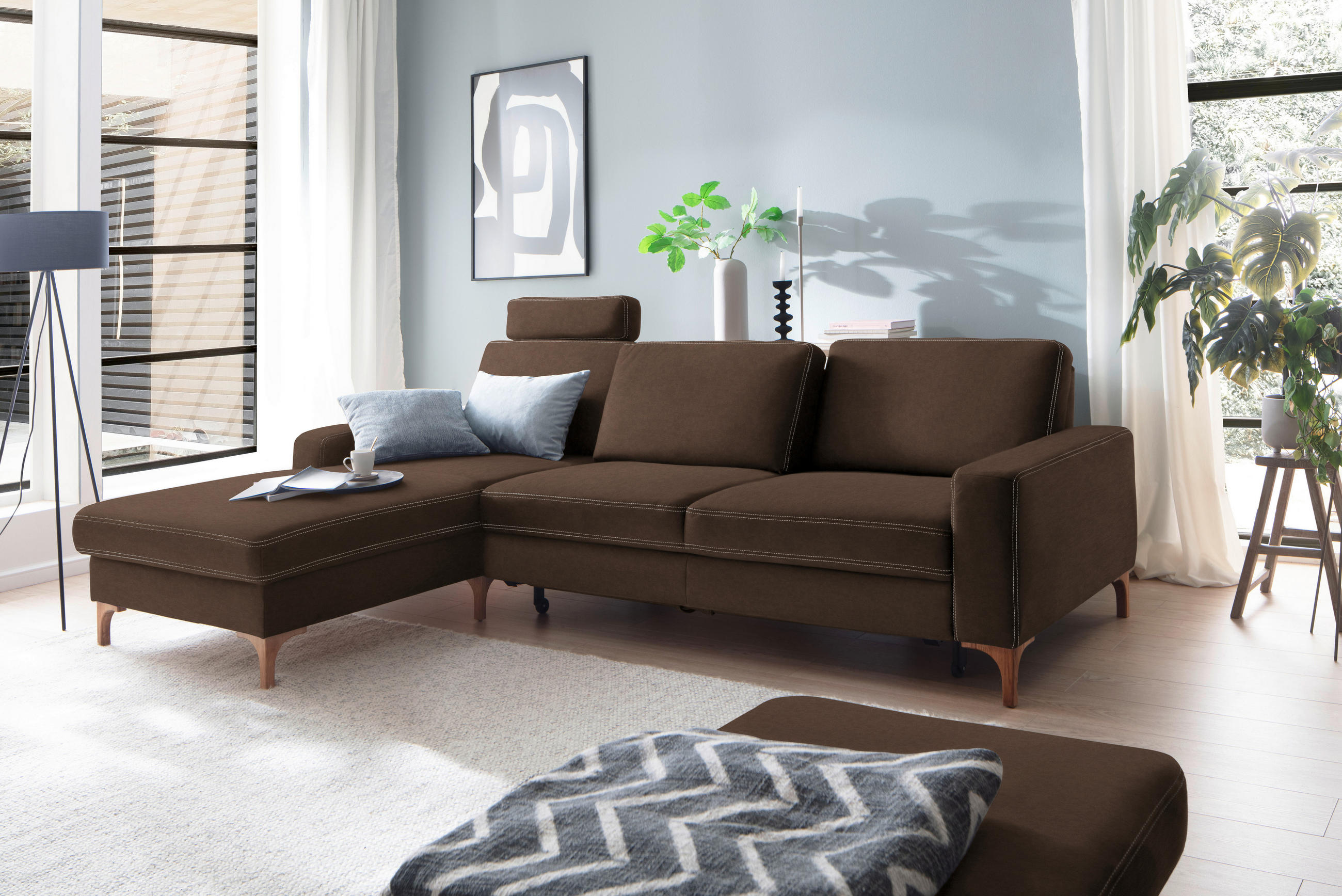 ECKSOFA in Mikrofaser Braun  - Beige/Braun, Design, Textil (185/278cm) - Pure Home Lifestyle
