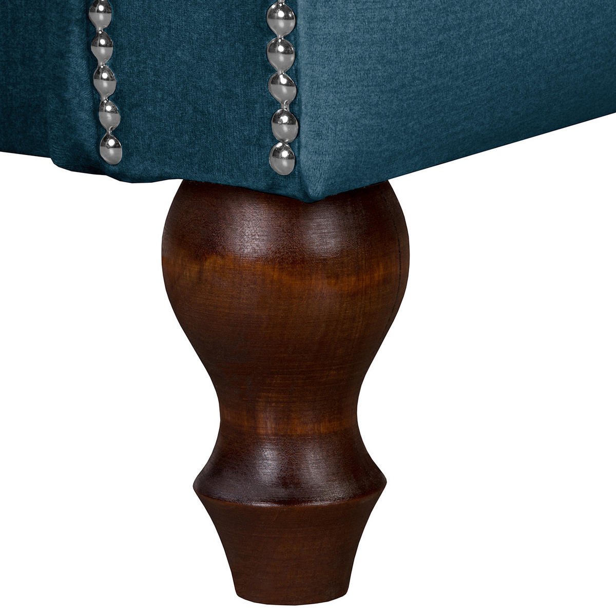 3-SITZER-SOFA Velours Dunkelblau  - Dunkelbraun/Dunkelblau, Design, Holz/Textil (210/98/95cm) - P & B