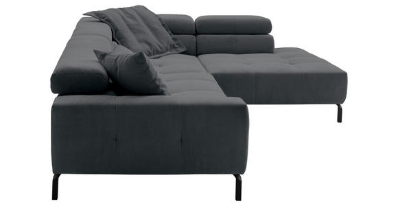 ECKSOFA in Feincord Anthrazit  - Anthrazit/Schwarz, KONVENTIONELL, Textil/Metall (311/219cm) - Hom`in