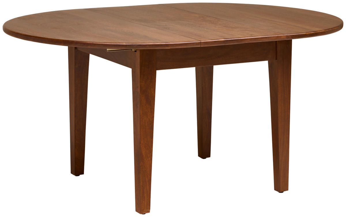 ESSTISCH 115/115/76 cm Echtholz  Holz ausziehbar, schnell aufzubauende und stabile Arbeitsfläche oval Walnussfarben  - Walnussfarben, MODERN, Holz (115/115/76cm) - Livetastic