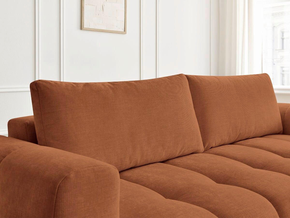 SCHLAFSOFA FUJI Leinenoptik Orange  inkl.  - Schwarz/Orange, MODERN, Kunststoff/Textil (251/113/88cm)