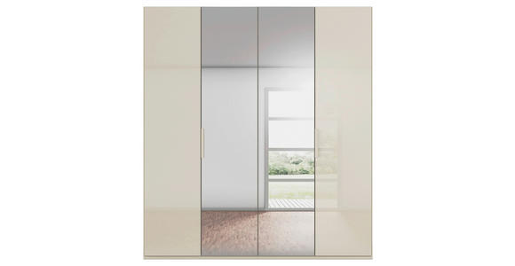 DREHTÜRENSCHRANK 201/235/61 cm,  in Champagner, 4-türig  - Champagner, Basics, Glas/Holzwerkstoff (201/235/61cm) - Novel