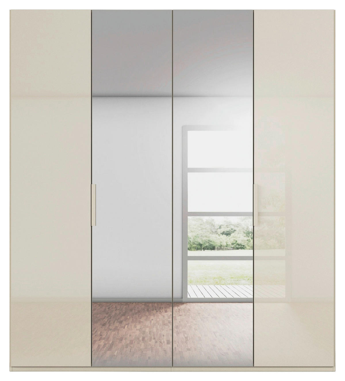 DREHTÜRENSCHRANK 201/235/61 cm,  in Champagner, 4-türig  - Champagner, Basics, Glas/Holzwerkstoff (201/235/61cm) - Novel