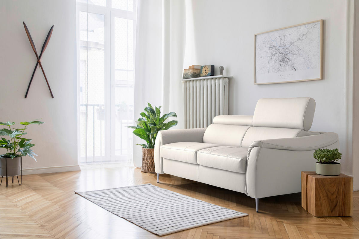 SCHLAFSOFA in Textil, Leder Grau  - Grau, Design, Leder/Textil (203/77-98/103cm) - MID.YOU