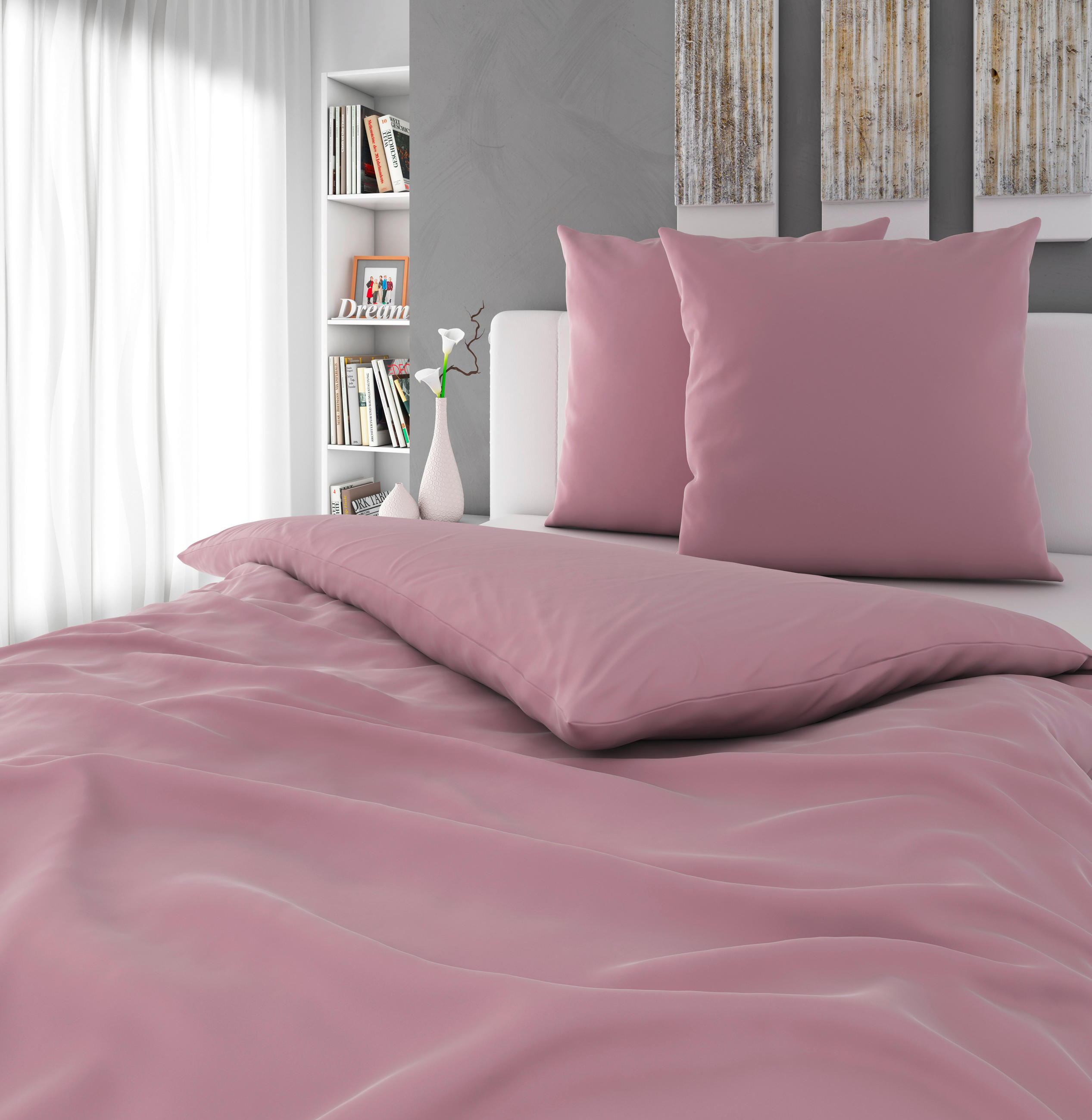 BETTWÄSCHE NIGIRI Satin 200/200 cm  - Hellrosa, Basics, Textil (200/200cm) - Bio:Vio