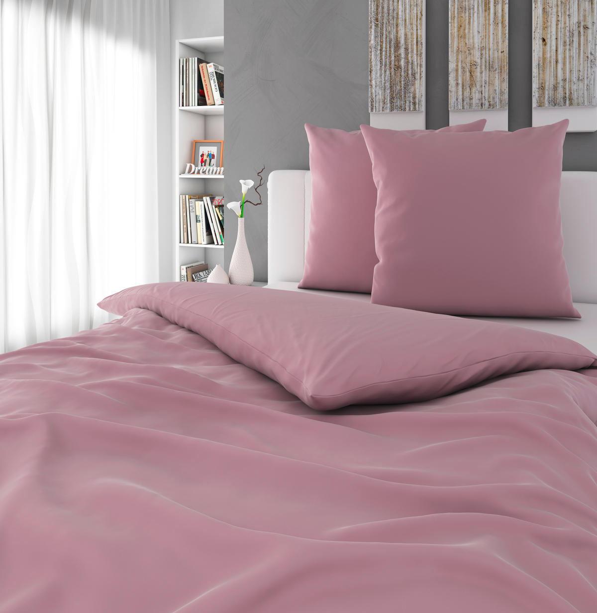 BETTWÄSCHE NIGIRI Satin 200/200 cm  - Hellrosa, Basics, Textil (200/200cm) - Bio:Vio