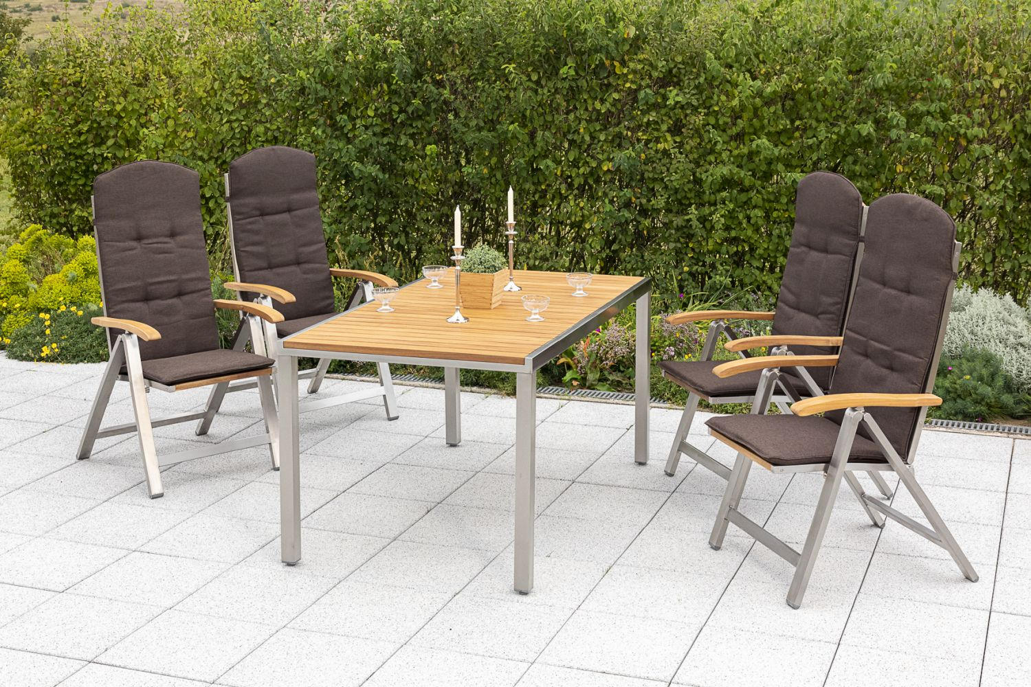 Gartengarnitur 5-tlg. Keros Echtholz/metall Mit Sitzkissen