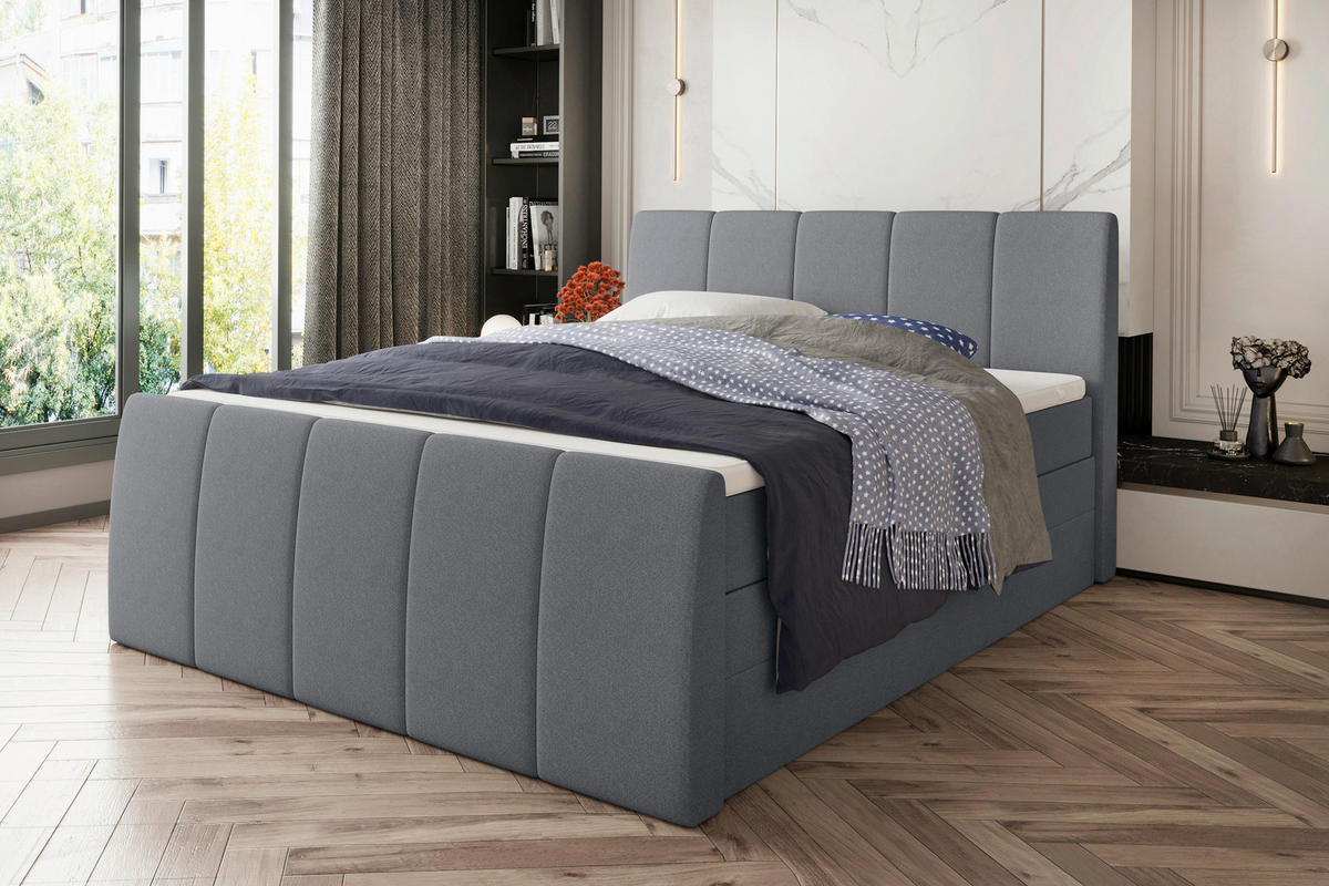 LIT BOXSPRING 180/200 cm  in Grau  - Schwarz/Grau, Konventionell, Kunststoff/Textil (180/200cm) - Carryhome