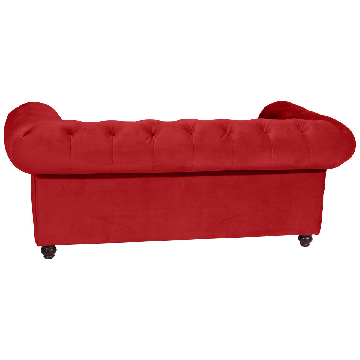 CHESTERFIELD-SOFA Orleans Rot Samt, Velours  - Rot/Nussbaumfarben, Design, Holz/Textil (196/77/100cm) - Max Winzer