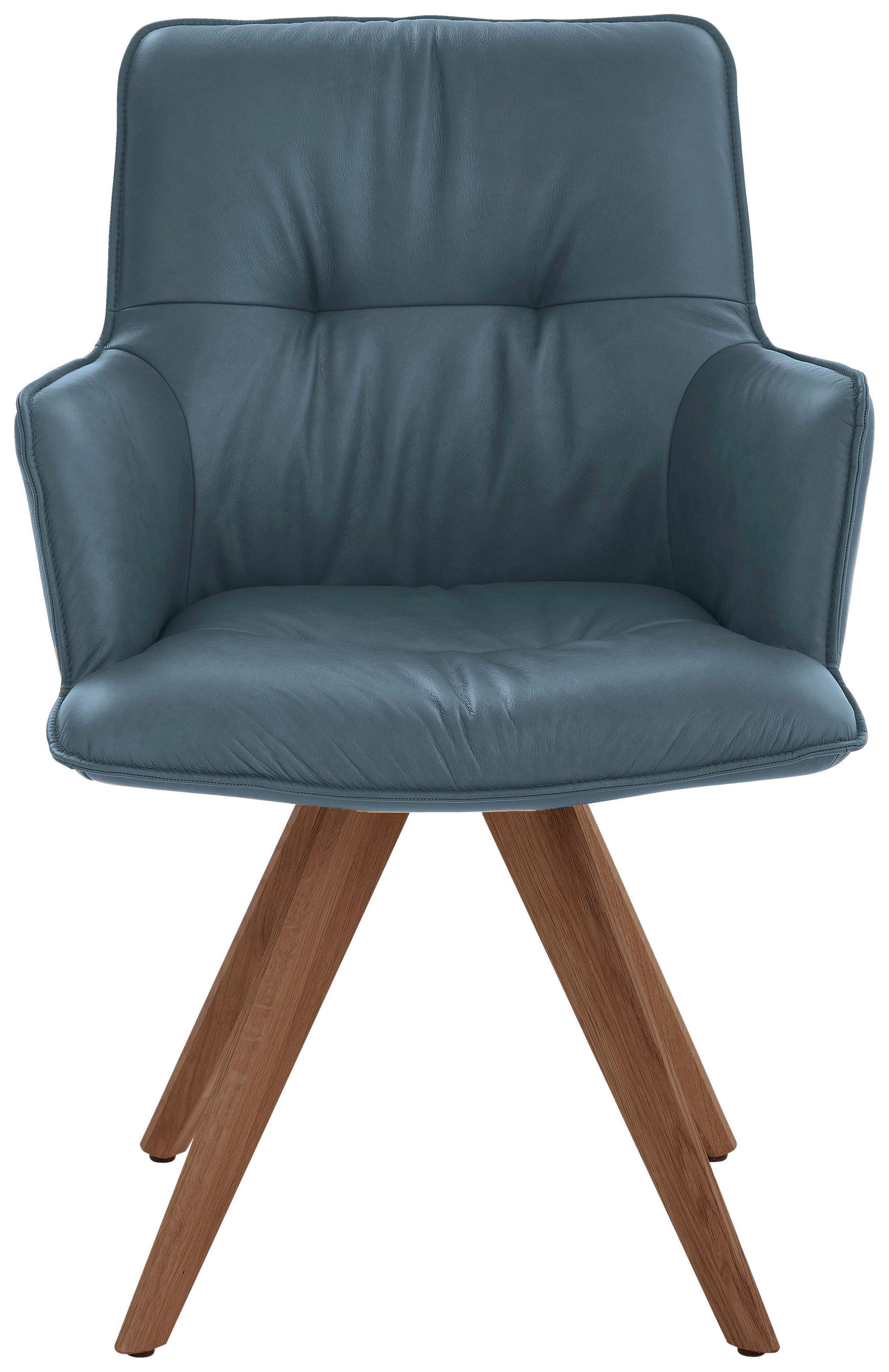 ARMLEHNSTUHL in Holz, Leder Nussbaumfarben, Petrol  - Nussbaumfarben/Petrol, Design, Leder/Holz (59/89/63cm) - Dieter Knoll