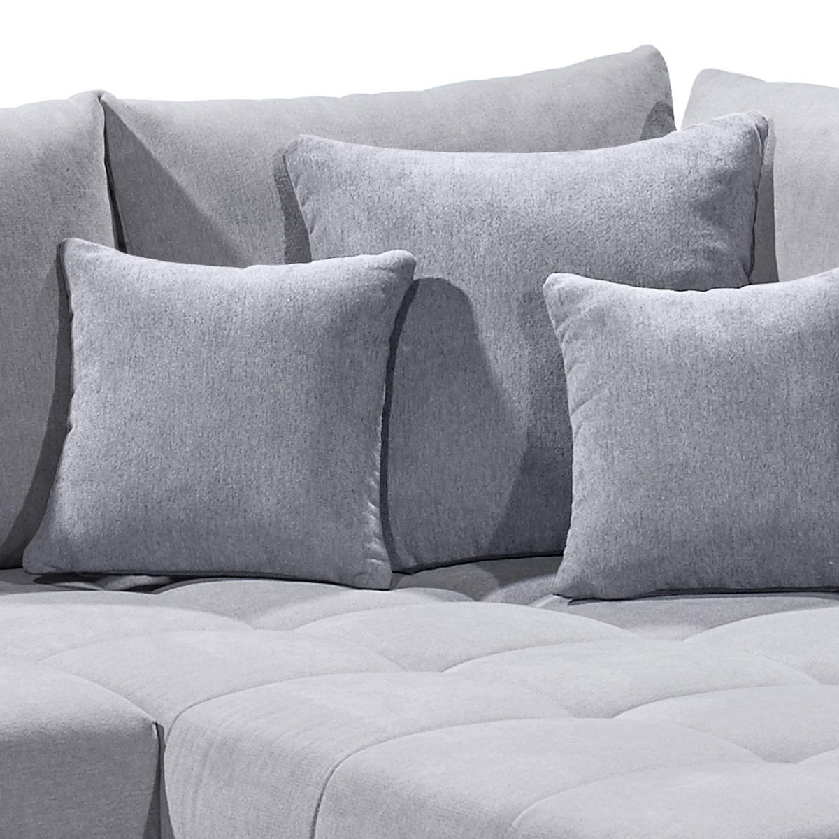 ECKSOFA in Mikrovelours Hellgrau  - Hellgrau/Kieferfarben, Konventionell, Holz/Holzwerkstoff (249/175cm) - MID.YOU