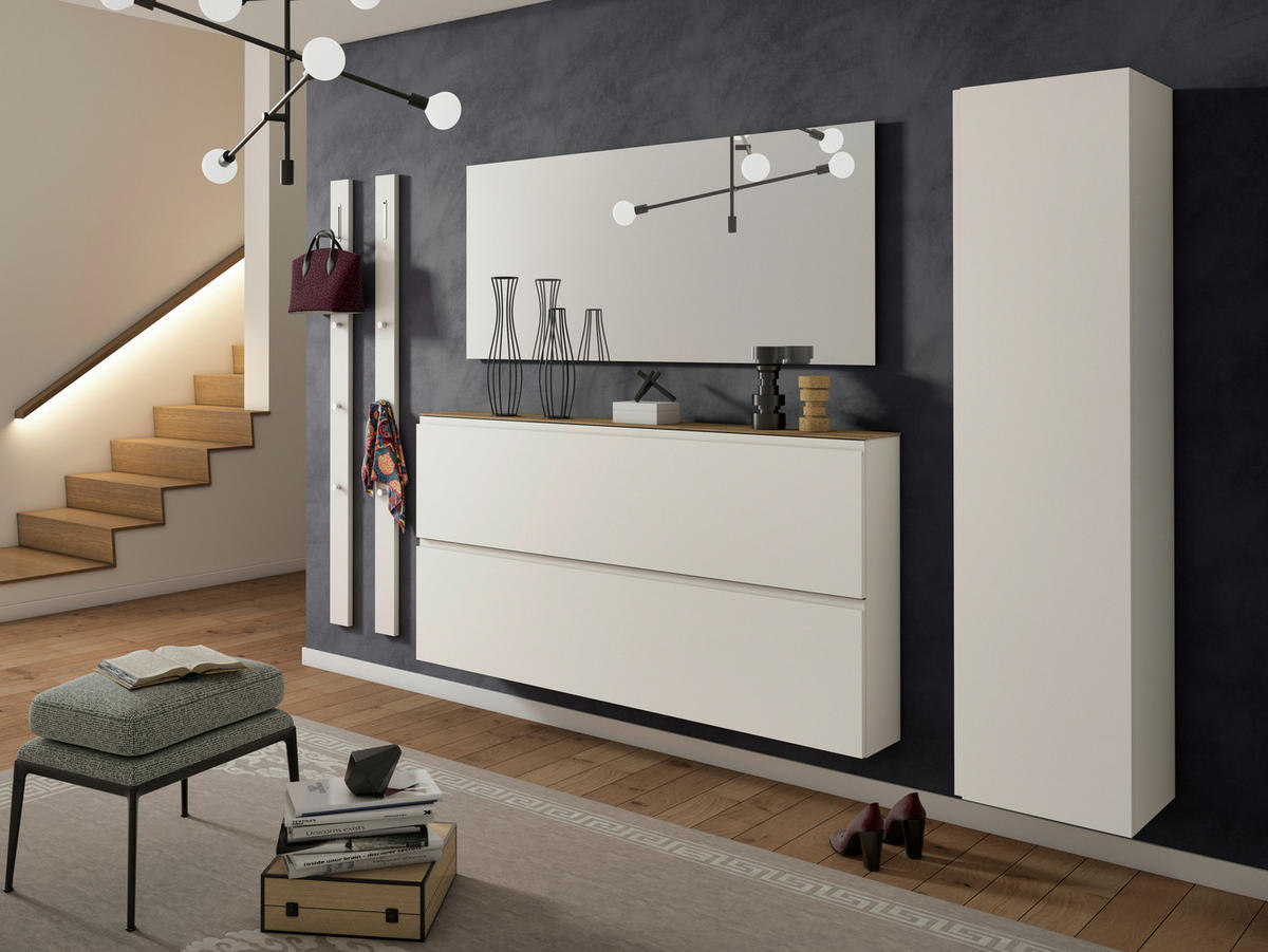 SCHUHKIPPER - Sandfarben/Weiss, Design, Holzwerkstoff (160/81/22cm) - Moderano