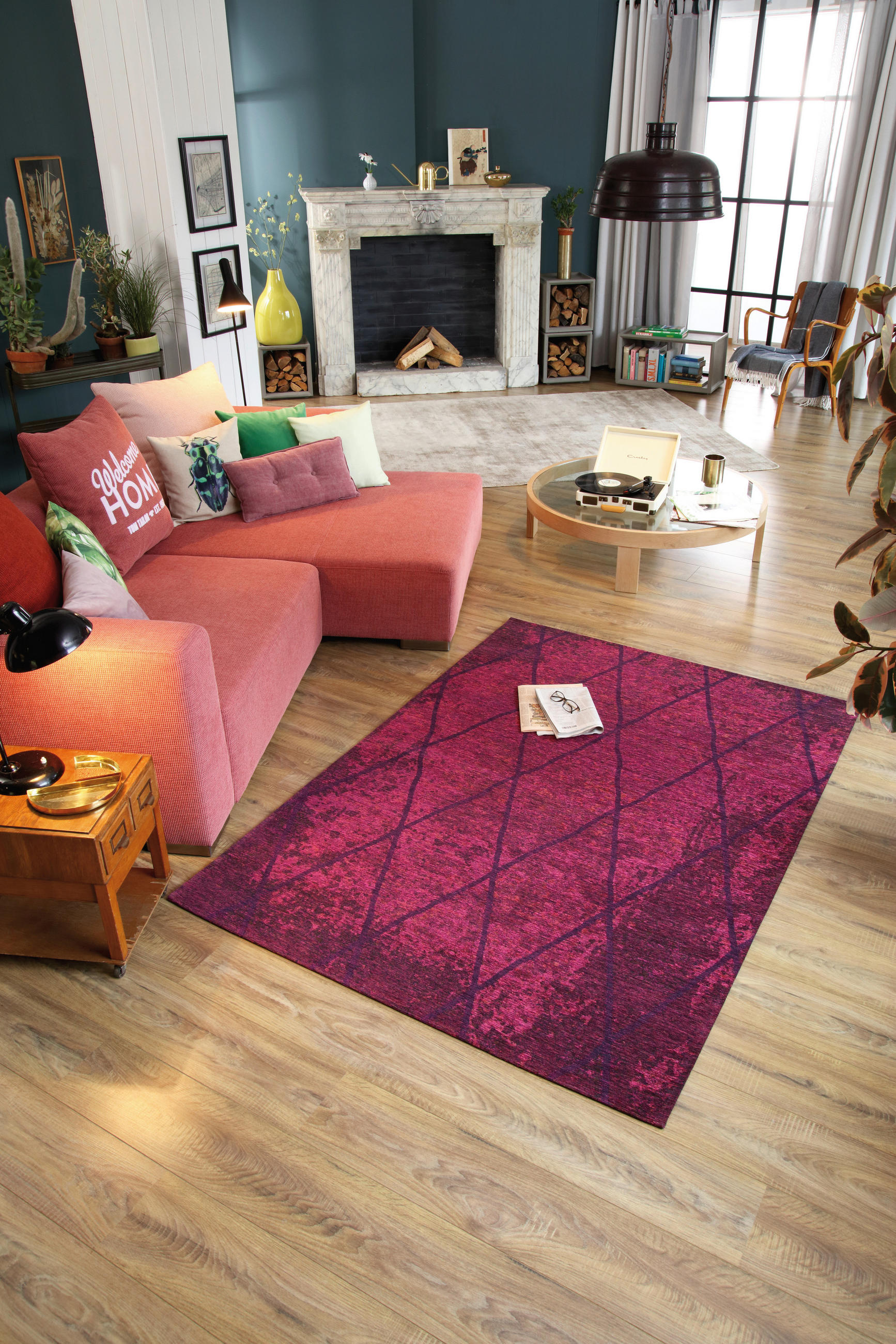 VINTAGE-TEPPICH 50/80 cm Fine Line Bordeaux  - Bordeaux, Design, Kunststoff/Textil (50/80cm) - Tom Tailor