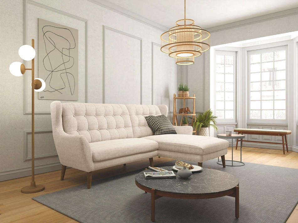 ECKSOFA in Webstoff Silberfarben - Eichefarben/Silberfarben, Konventionell, Holz/Textil (173/107/250cm) - Trendmanufaktur