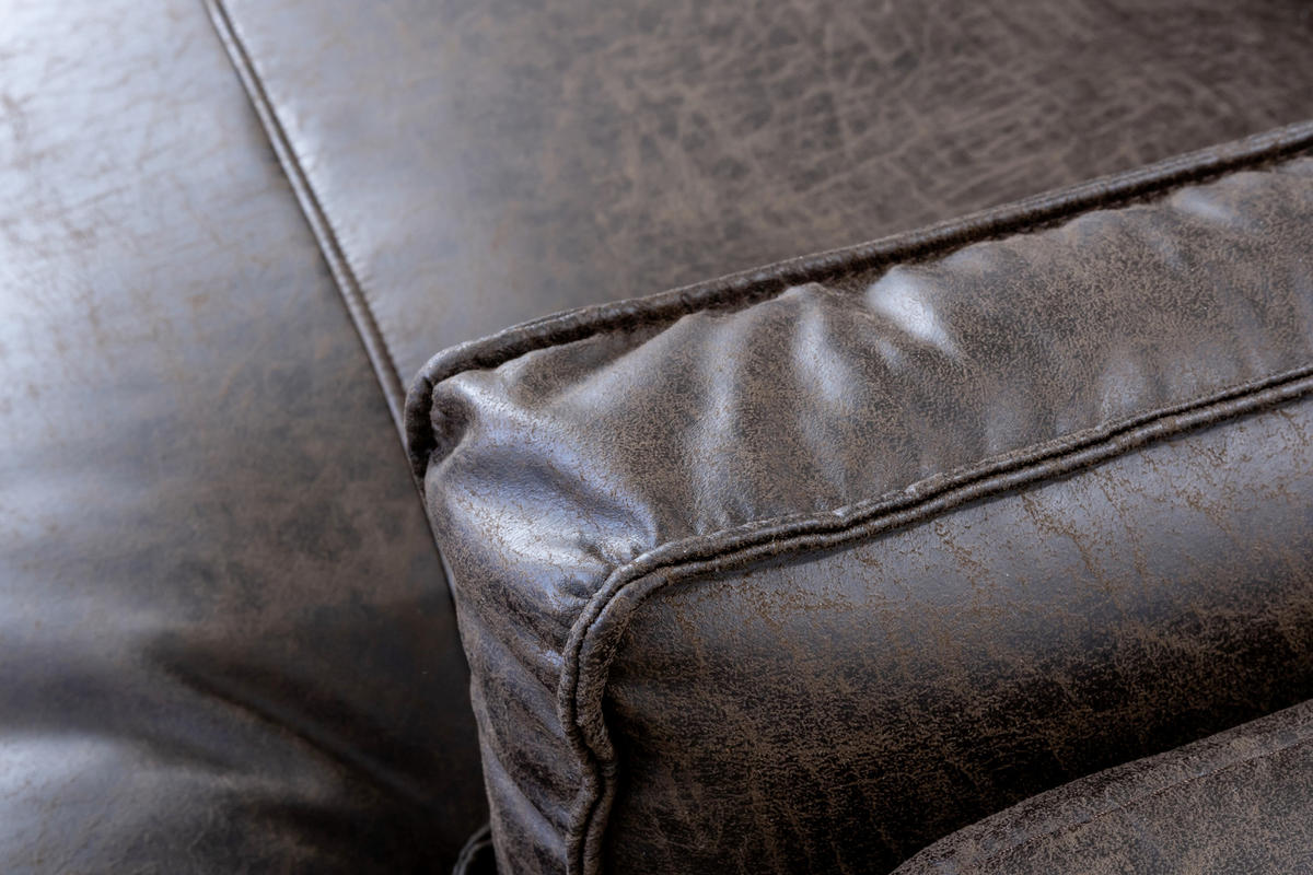 ECKSOFA in Lederlook Grau  - Schwarz/Grau, Design, Textil/Metall (160/295cm) - Livetastic
