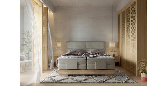 BOXSPRINGBETT 180/200 cm in Eichefarben, Olivgrün - Eichefarben/Olivgrün, Natur, Holz/Textil (180/200cm) - Valnatura