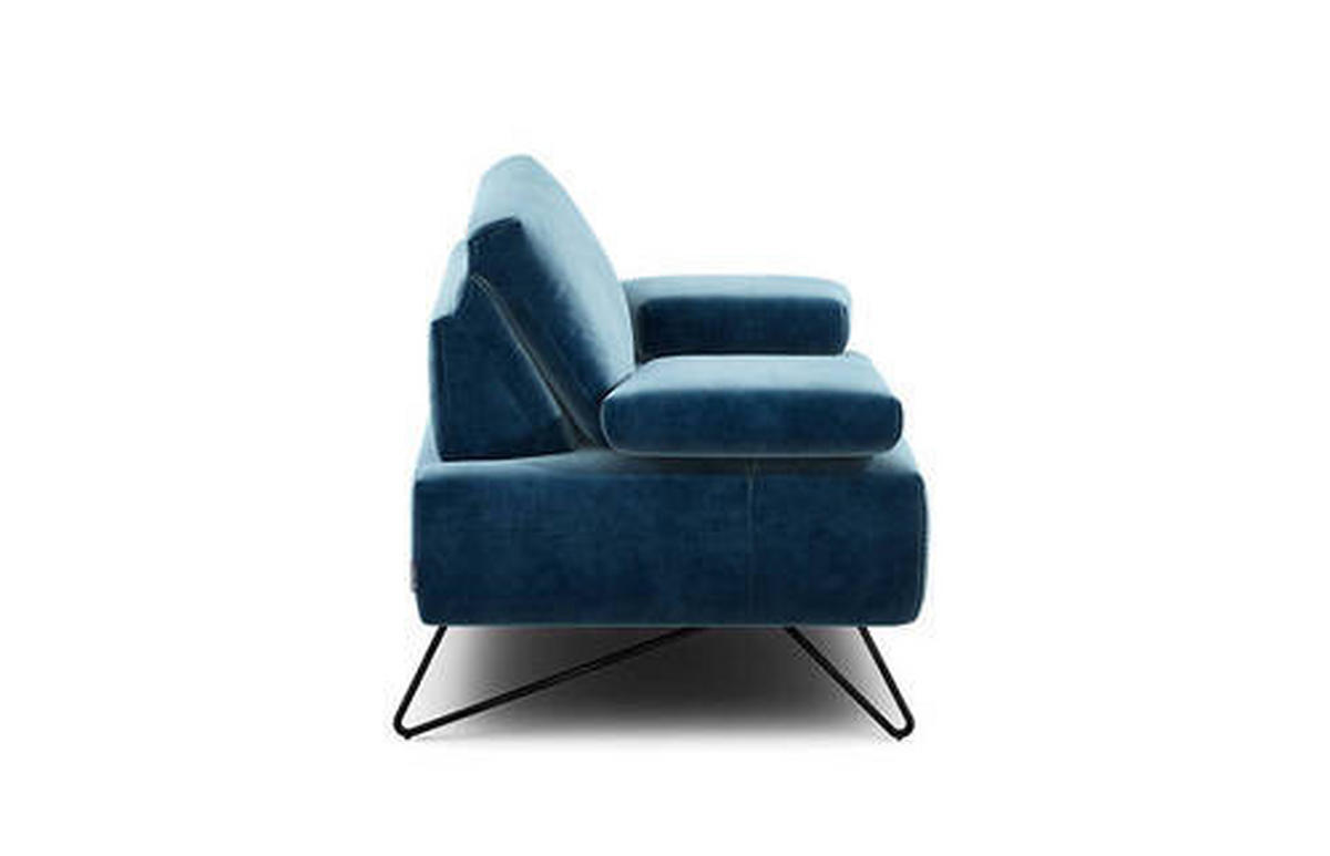 SESSEL in Samt Blau  - Blau/Schwarz, Design, Textil/Metall (114-142/85/86-94cm) - SENSOO