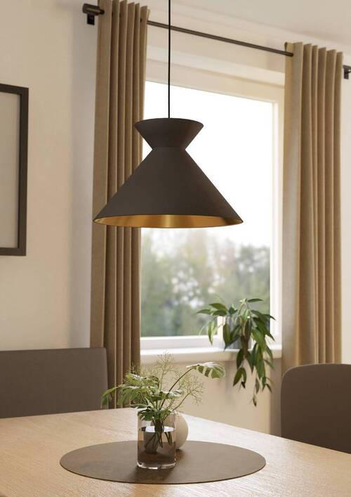 HÄNGELEUCHTE 38/110 cm    - Messingfarben/Schwarz, Design, Textil/Metall (38/110cm) - Eglo