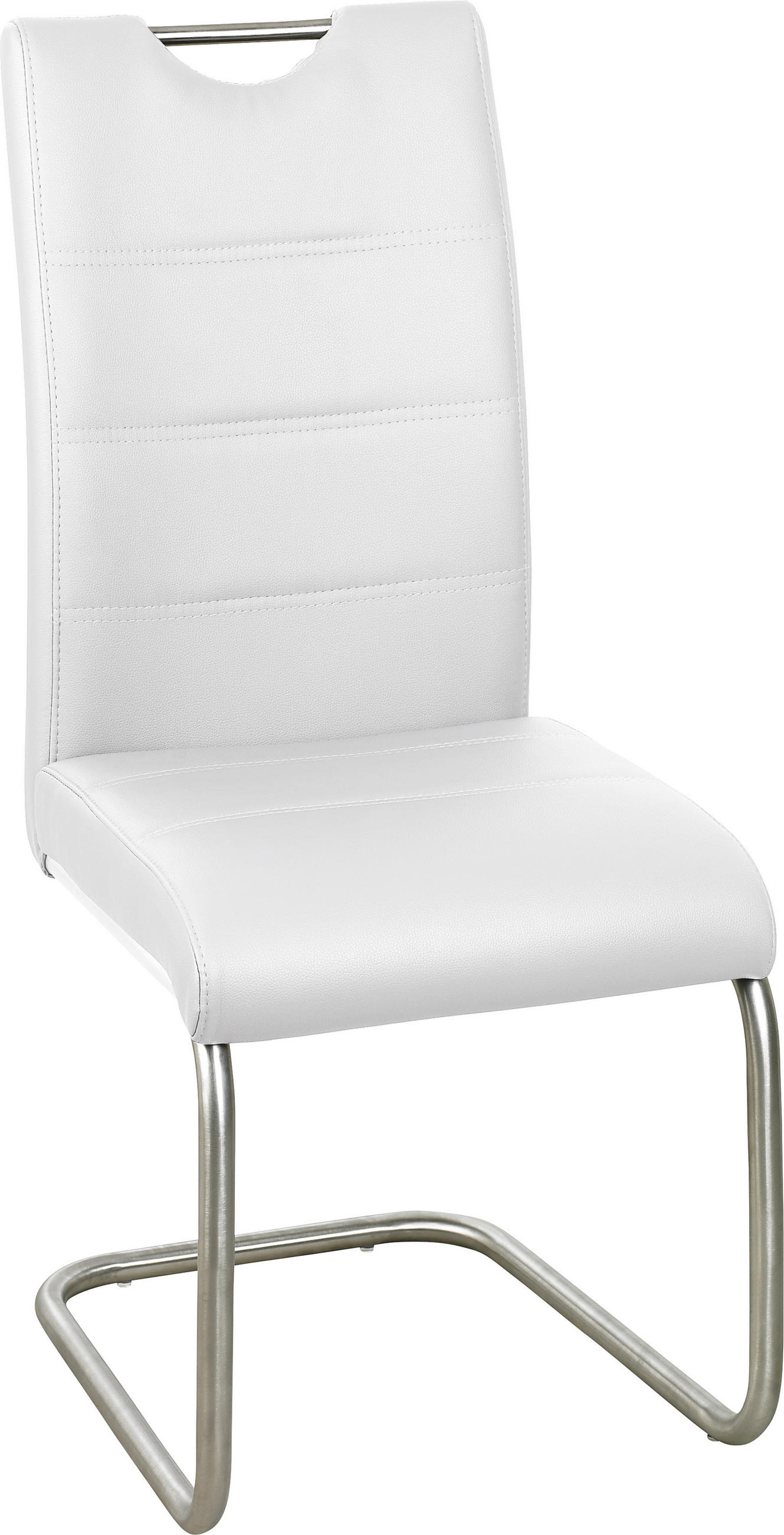 Schwingstuhl in Metall, Textil Weiß, Edelstahlfarben