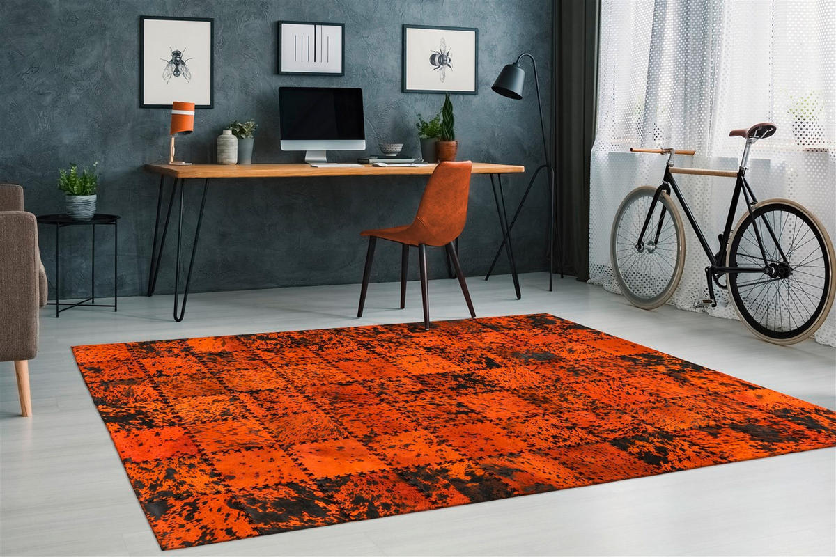 FLACHWEBETEPPICH 200/290 cm Orange  - Orange, Basics, Leder/Textil (200/290cm) - Novel
