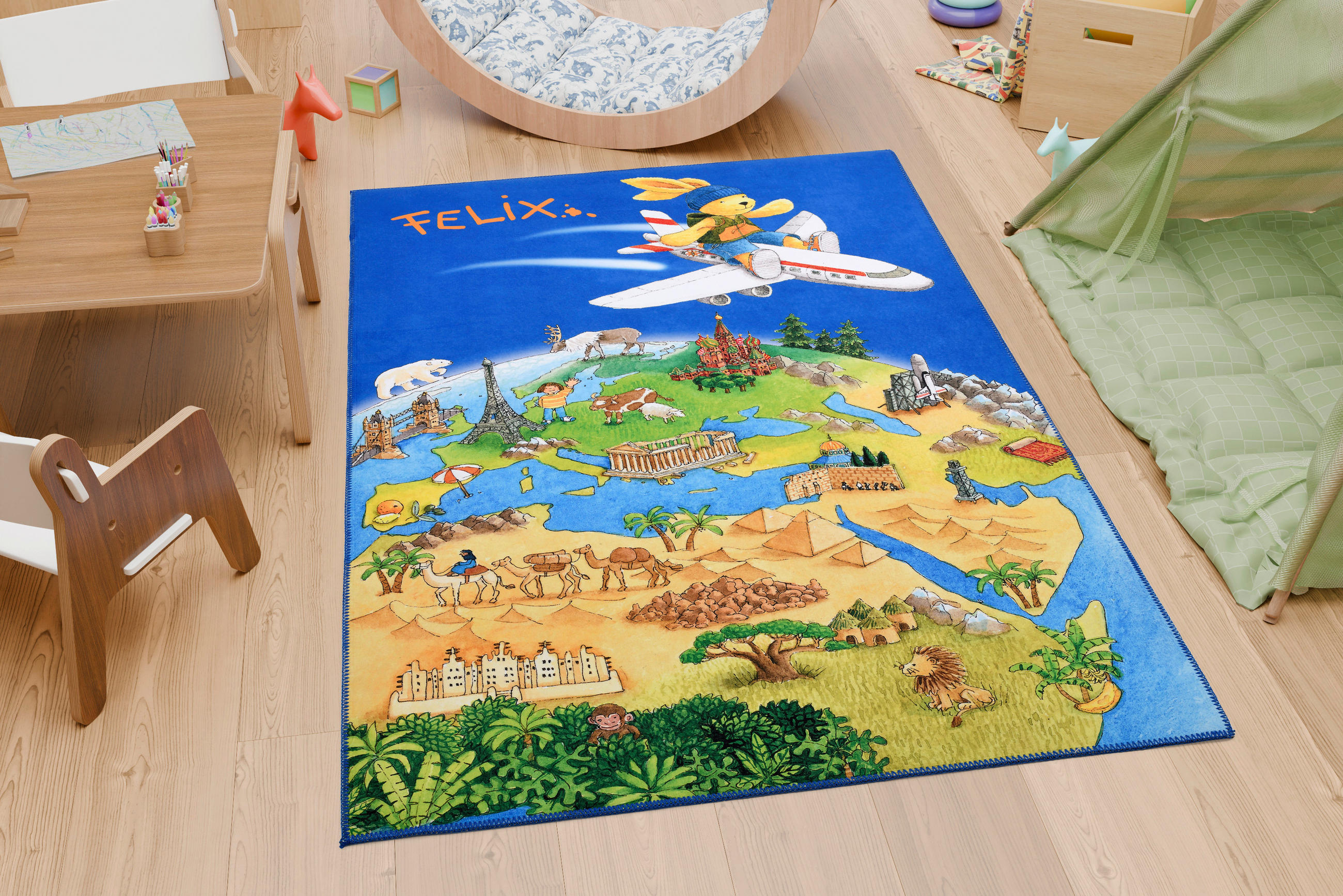 KINDERTEPPICH 100/160 cm Felix der Hase  - Design, Textil (100/160cm)