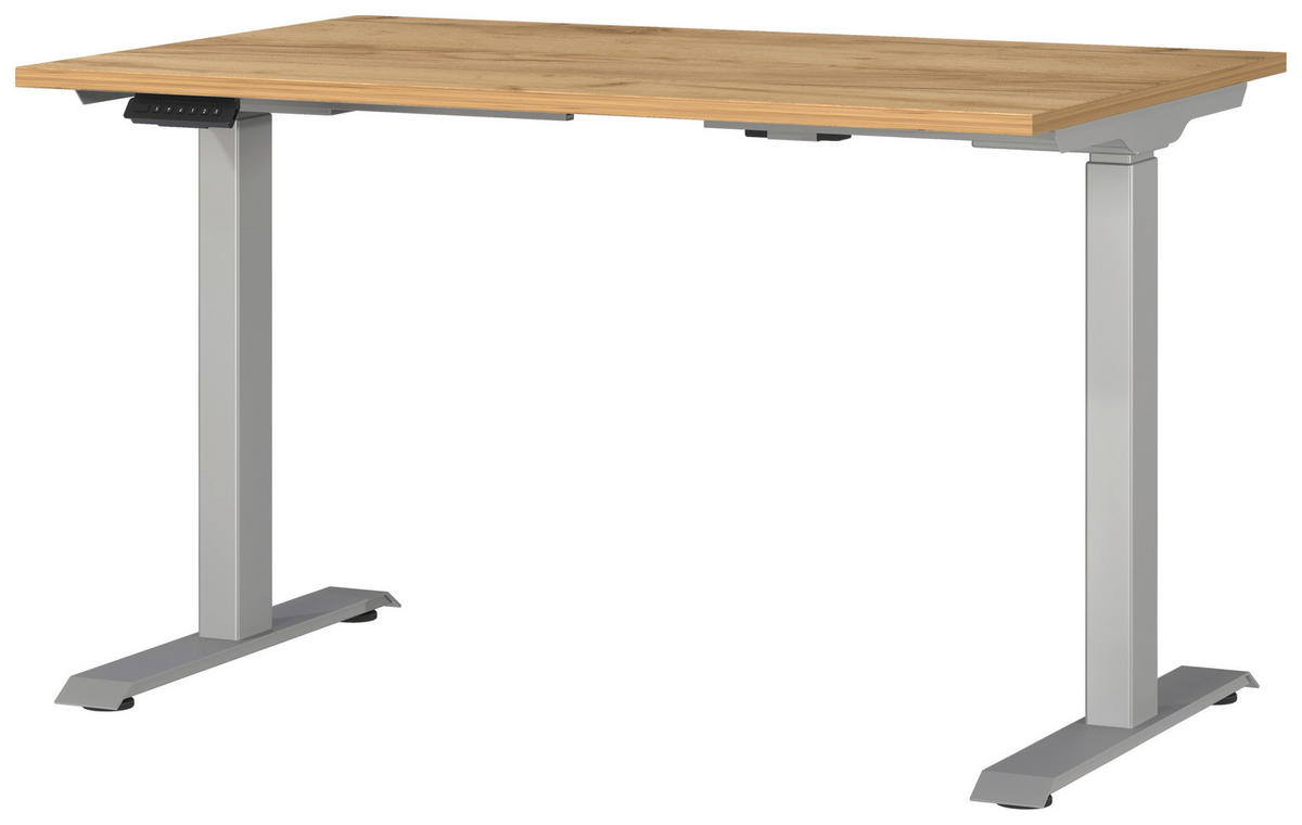 SCHREIBTISCH 120/80/72-118 cm  in Silberfarben, Eichefarben  - Eichefarben/Silberfarben, MODERN, Holzwerkstoff/Metall (120/80/72-118cm) - Novel