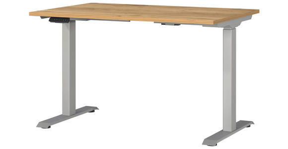 SCHREIBTISCH 120/80/72-118 cm in Silberfarben, Eichefarben - Eichefarben/Silberfarben, MODERN, Holzwerkstoff/Metall (120/80/72-118cm) - Novel