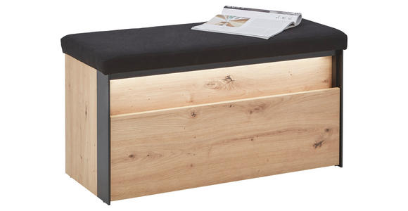 GARDEROBENBANK Garderobe  in 91,5/48,5/40 cm  - Schwarz/Eiche Artisan, KONVENTIONELL, Holzwerkstoff/Textil (91,5/48,5/40cm) - Voleo