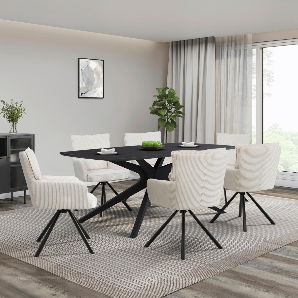 ESSTISCH 200/100/76 cm Nachbildung  Metall, Holzwerkstoff gastro- und objekttauglich rechteckig Schwarz  - Schwarz, MODERN, Holzwerkstoff/Metall (200/100/76cm) - MID.YOU