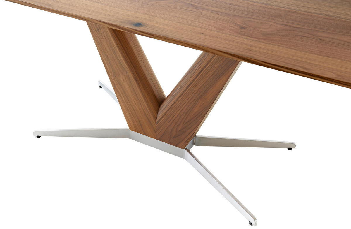 ESSTISCH Amerikanischer Nussbaum furniert rechteckig Nussbaumfarben, Edelstahlfarben  - Edelstahlfarben/Nussbaumfarben, Design, Holz/Holzwerkstoff (200/100/76cm) - Koinor