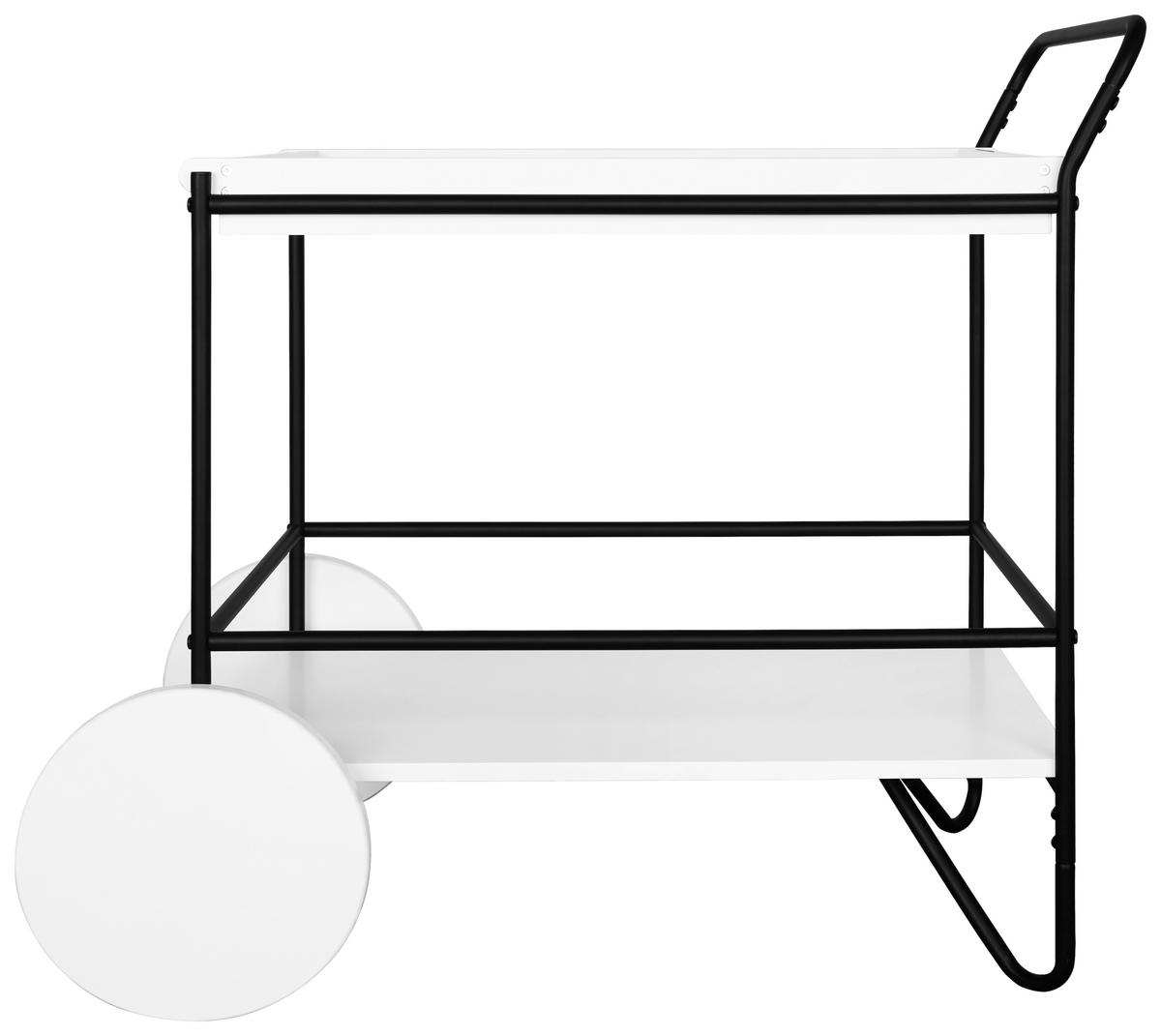 SERVIERWAGEN in Schwarz, Weiß  - Schwarz/Weiß, Basics, Holzwerkstoff/Metall (91/80,5/54cm) - MID.YOU