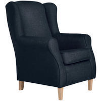 OHRENSESSEL in Flachgewebe Dunkelblau  - Buchefarben/Dunkelblau, Design, Holz/Textil (77/103/86cm) - Max Winzer
