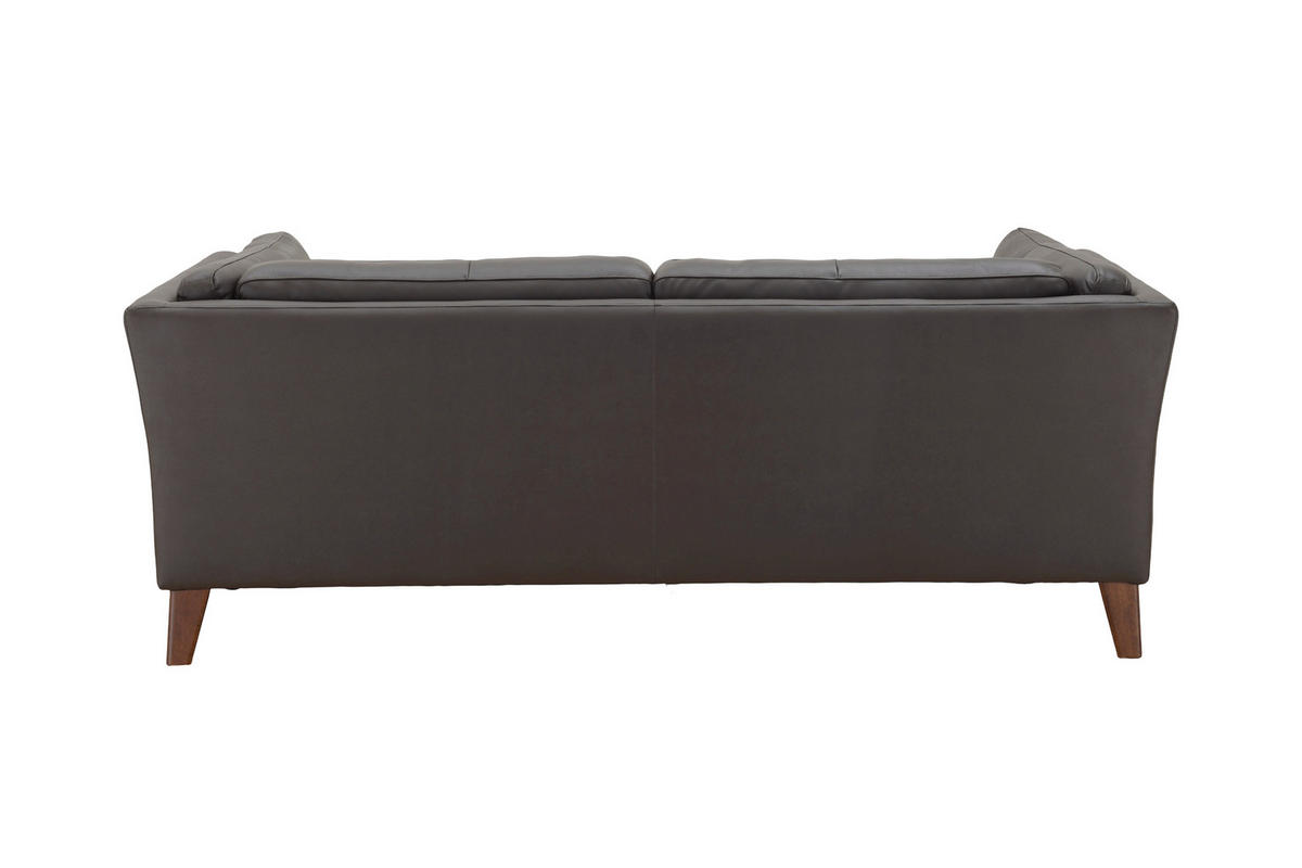 3-SITZER-SOFA SERA Echtleder Lederlook Braun  - Dunkelbraun/Braun, Design, Leder/Holz (190/72/88cm) - Livetastic