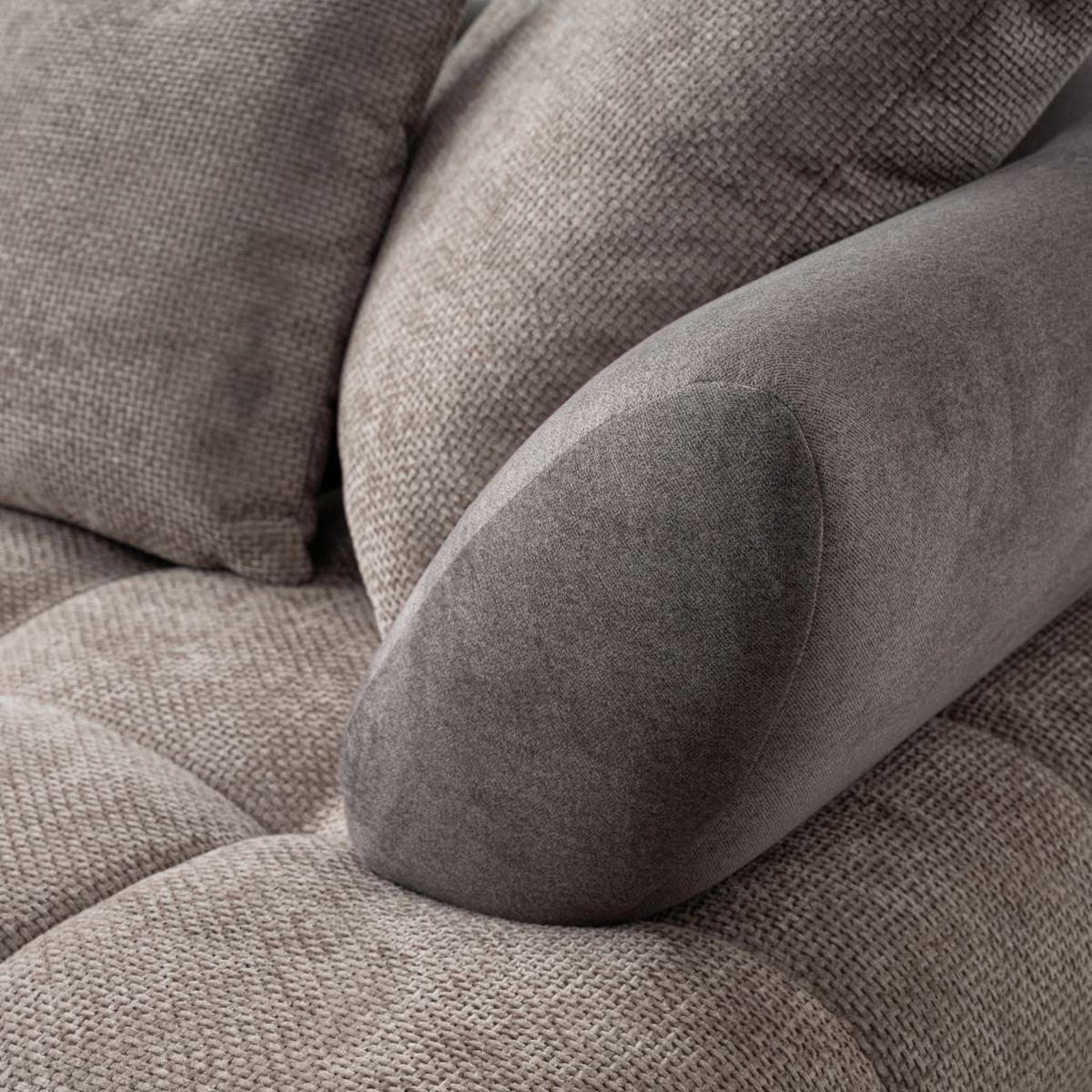 HÖRNSOFFA i chenille taupe  - svart/taupe, Modern, metall/textil (184/262cm) - MID.YOU